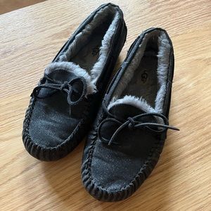 UGG sparkly black moccasin slippers